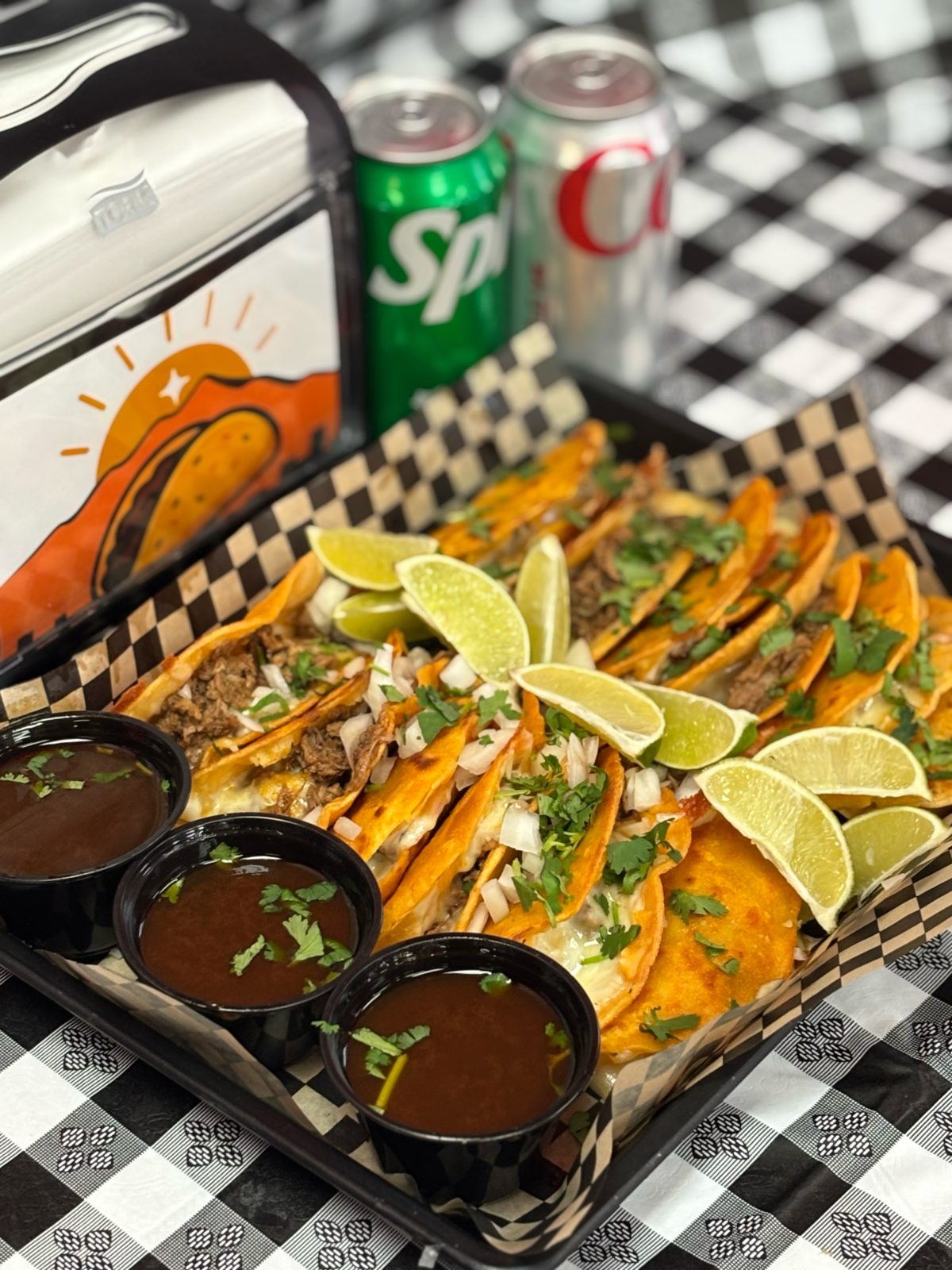Party pack of 50 birria tacos with sides