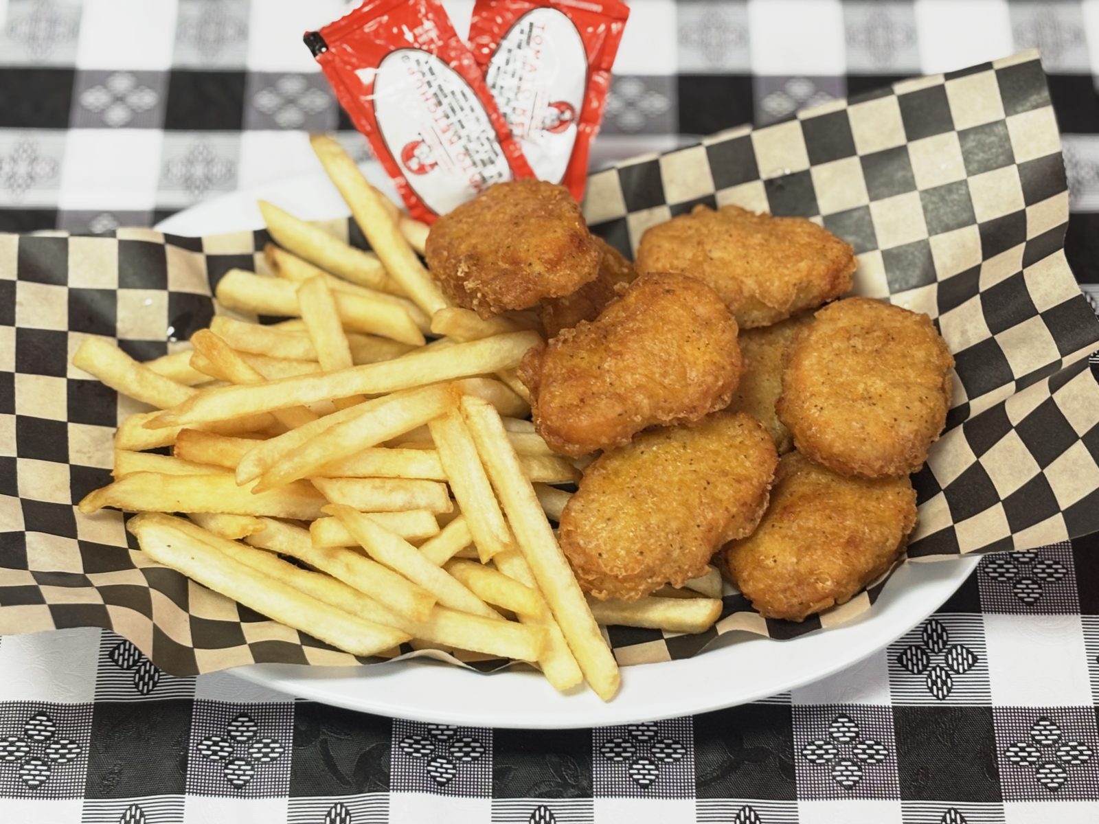 Chicken nuggets with French fries